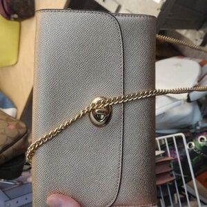 Coach metallic crossbody with chain